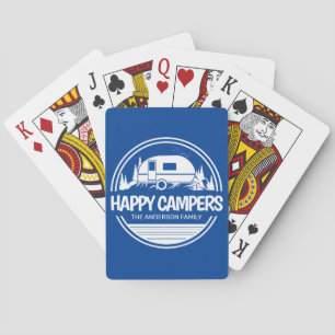Glückliche Camper Vintage-Silhouette Camping Spielkarten