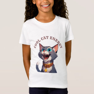 Glückliche Cartoon-Katze mit blauen Augen Süßes Ha T-Shirt