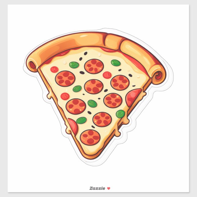Glückliche Cartoon-Pizza mit Pepperoni Aufkleber (Blatt)
