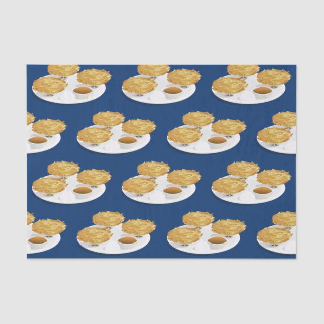 Glückliche Cartoonlatkes-Apfelsauce-saure Creme Seidenpapier (Vorderseite)