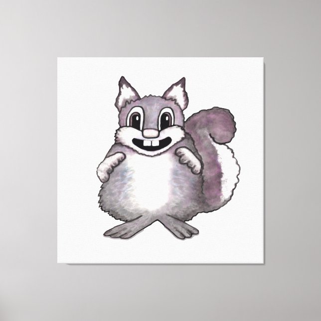Glückliche Cartoonzeichnung eines Eichhörnchen  Leinwanddruck (Vorderseite)