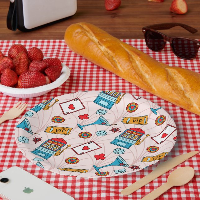 Glückliche Casino-Nacht-Muster Pappteller (Picknick)