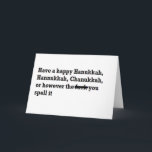 glückliche Chanukka chanukkah Rechtschreibung Feiertagskarte<br><div class="desc">glückliche Chanukka chanukkah Rechtschreibung lustig</div>