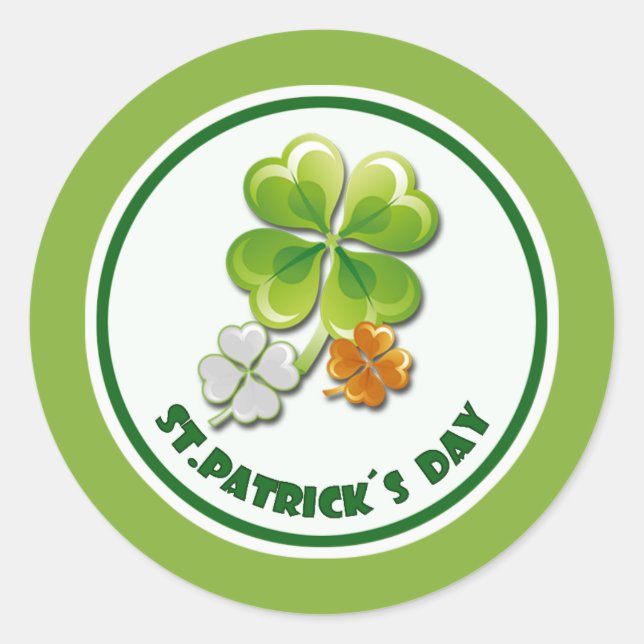 Glückliche Charmen. Tricolor Kleeblatts St. Patric Runder Aufkleber (Vorderseite)