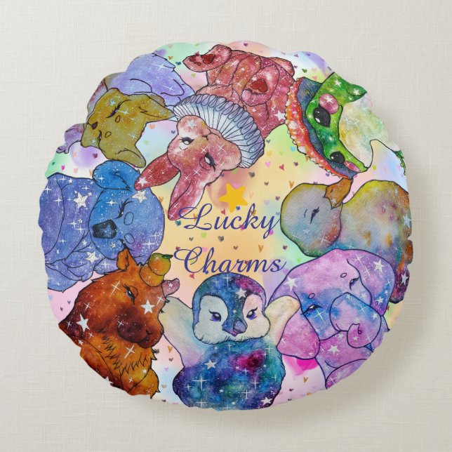 Glückliche Charms Rundes Kissen (Vorderseite)