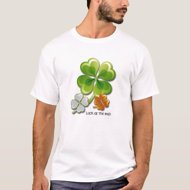 Glückliche Charms Tricolor Kleeblatts St. Patrick' T-Shirt (Vorderseite)