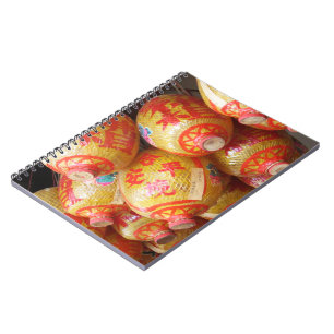 Glückliche chinesische Papierlaternen Notizblock