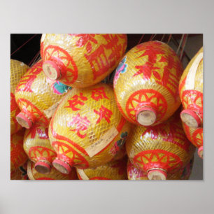 Glückliche chinesische Papierlaternen Poster