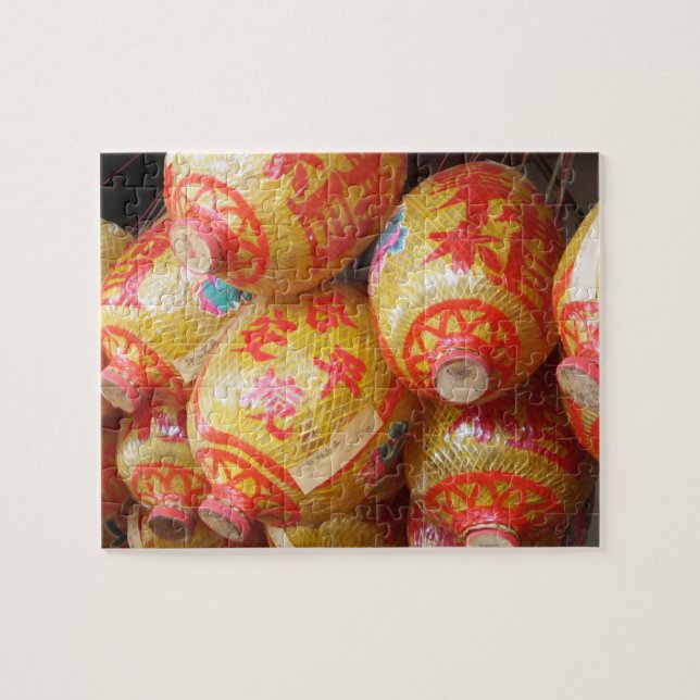 Glückliche chinesische Papierlaternen Puzzle (Horizontal)