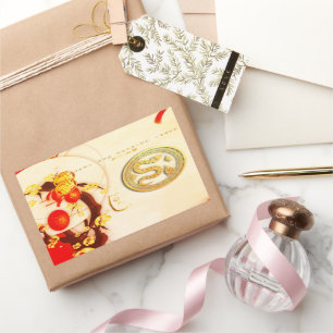 Glückliche chinesische Schlange Neujahr 2025 VRS Rechteckiger Aufkleber