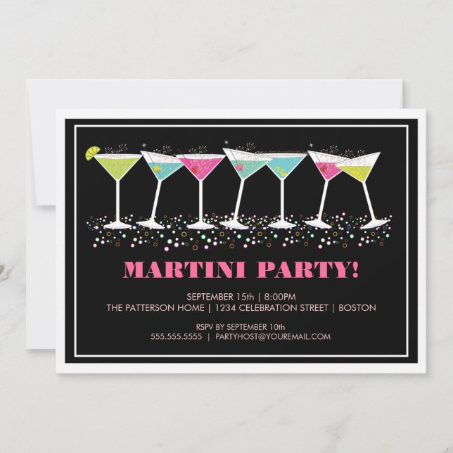 Glückliche Cocktail-Martini-Party Einladung (Vorderseite)
