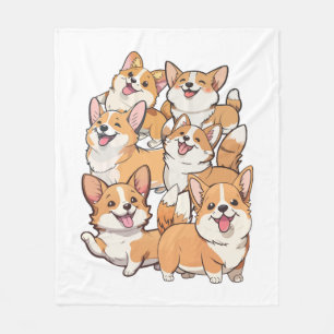 glückliche Corgi-Hunde Fleecedecke
