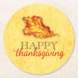 Glückliche Danksager-Blatt-Untersetzer Runder Pappuntersetzer