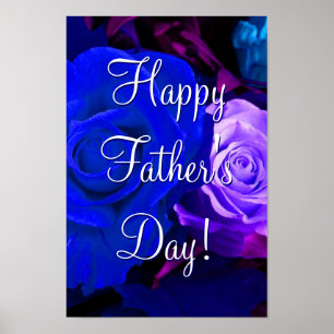 Glückliche der Vatertags-blaue lila Rosen Poster