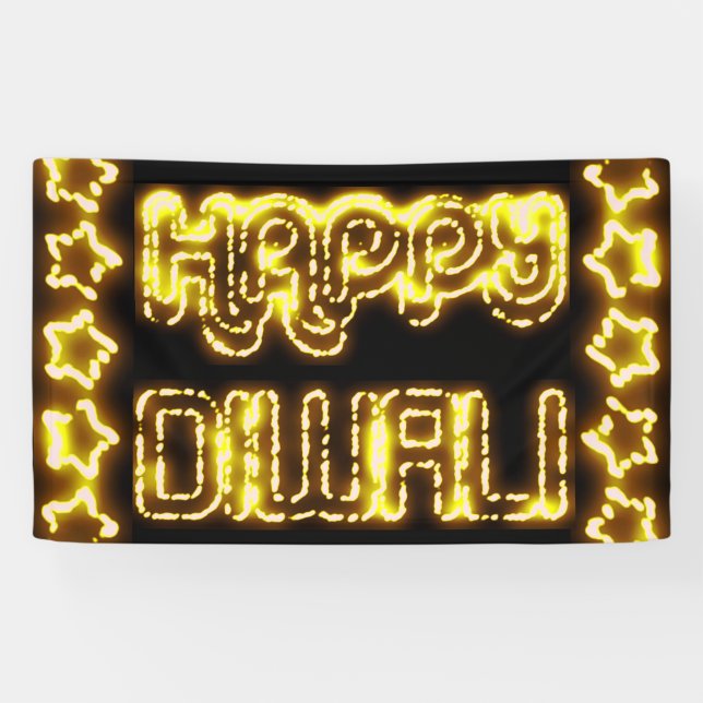 Glückliche Diwali gelbe goldene Banner (Horizontal)