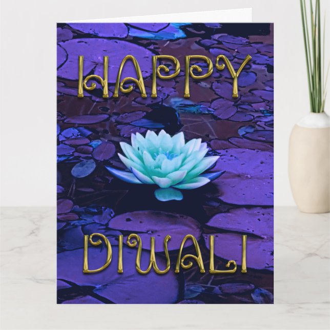 Glückliche Diwali Typografie-lila Karte (Vorderseite)
