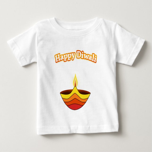 Glückliche Diwali und Diya Lampe Baby T-shirt (Vorderseite)