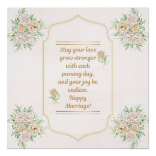 Glückliche Ehe - Elegantes Hochzeitsposter mit Blu Poster