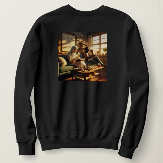 Glückliche Ehefrau, glückliches Leben Engel Herz Sweatshirt (Design Rückseite)