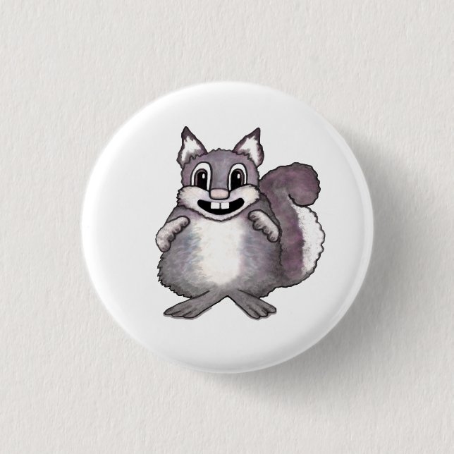 Glückliche Eichhörnchen-Cartoon-Zeichnung  Button (Vorderseite)
