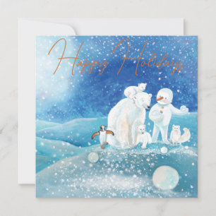 Glückliche Eisbären, Füchse, Pinguine und Schneemä Feiertagskarte
