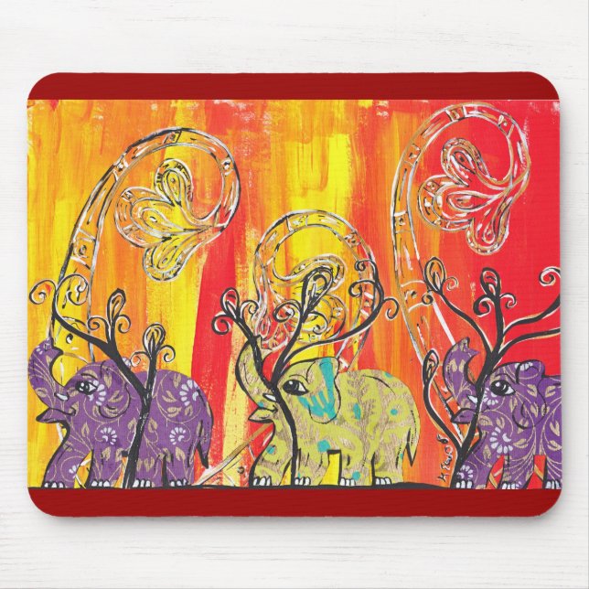 Glückliche Elefant-Parade Mousepad (Vorne)