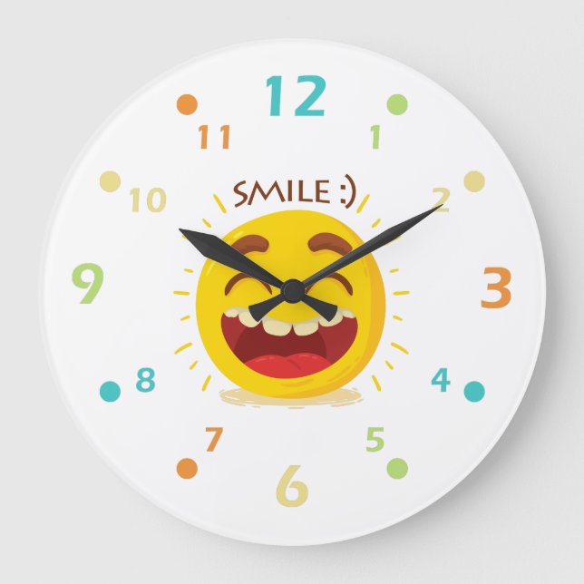 Glückliche Emoticon-Acryl-Wanduhr Große Wanduhr (Vorderseite)
