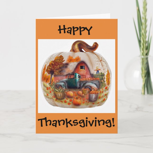 Glückliche Erntedank-Karte, Wagenladung Kürbise Feiertagskarte (Vorderseite)