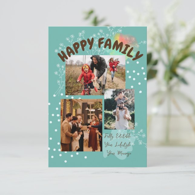 glückliche Familie Dankeskarte (Stehend Vorderseite)