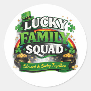 Glückliche Familiensquadra Irish Shamrock St. Patr Runder Aufkleber