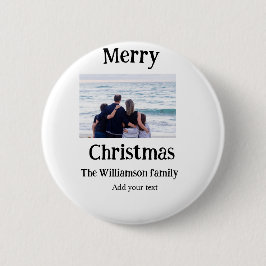 Glückliche Feiertage fügen Familiennamen Foto Weih Button
