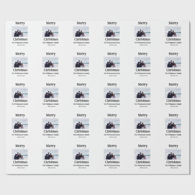 Glückliche Feiertage fügen Familiennamen Foto Weih Geschenkpapier (Flach)