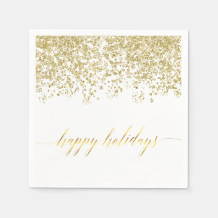 Glückliche Feiertage goldene Glitter-Servietten Serviette