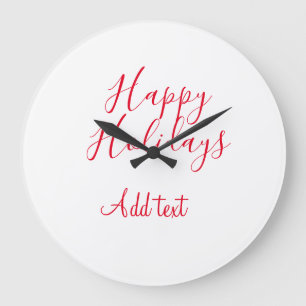 Glückliche Feiertage Weihnachten Rote Kalligrafie Große Wanduhr