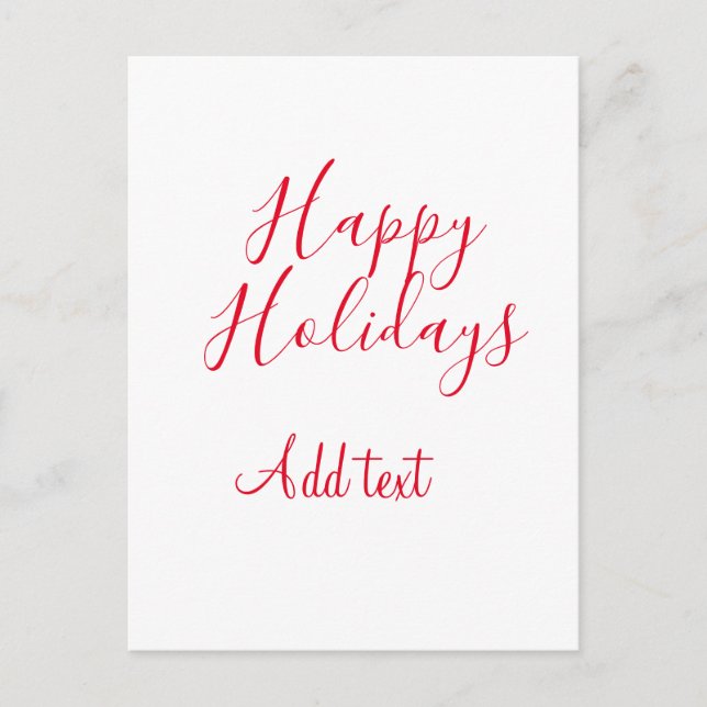 Glückliche Feiertage Weihnachten Rote Kalligrafie  Postkarte (Vorderseite)