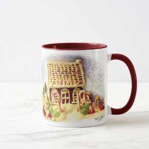 Glückliche Feiertags-Lebkuchen-Haus-Tasse Tasse