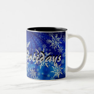 Glückliche Feiertags-Schneeflocke-Tasse Zweifarbige Tasse