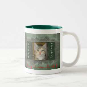 Glückliche Feiertags-Weihnachtskitty-Tasse! Zweifarbige Tasse