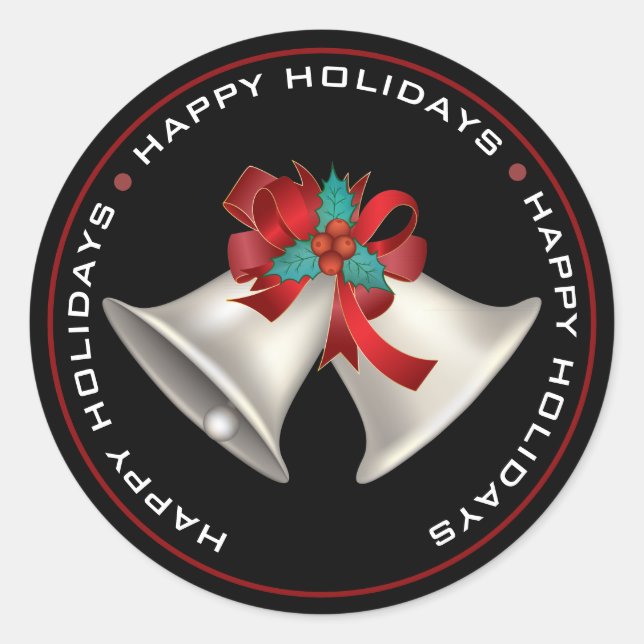 GLÜCKLICHE FERIEN, CHRISTMAS GOLLE AUF SCHWARZ RUNDER AUFKLEBER (Vorderseite)