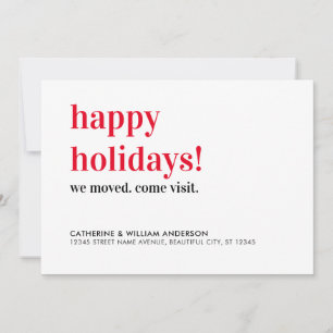 Glückliche Ferien, die wir bewegt haben Kommen Sie Ankündigung