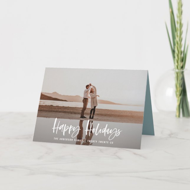 Glückliche Ferien - moderne, minimale Weihnachtsfe Feiertagskarte (Vorderseite)