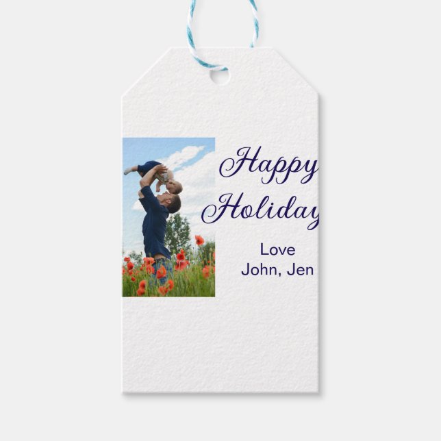 Glückliche Ferien Vater Sohn Weihnachten Familieng Geschenkanhänger (Vorderseite)