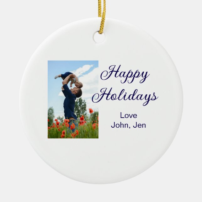 Glückliche Ferien Vater Sohn Weihnachten Familieng Keramik Ornament (Vorne)