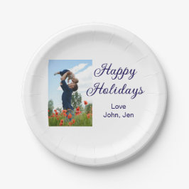 Glückliche Ferien Vater Sohn Weihnachten Familieng Pappteller