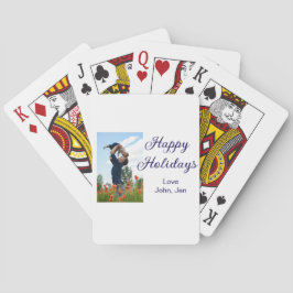 Glückliche Ferien Vater Sohn Weihnachten Familieng Spielkarten