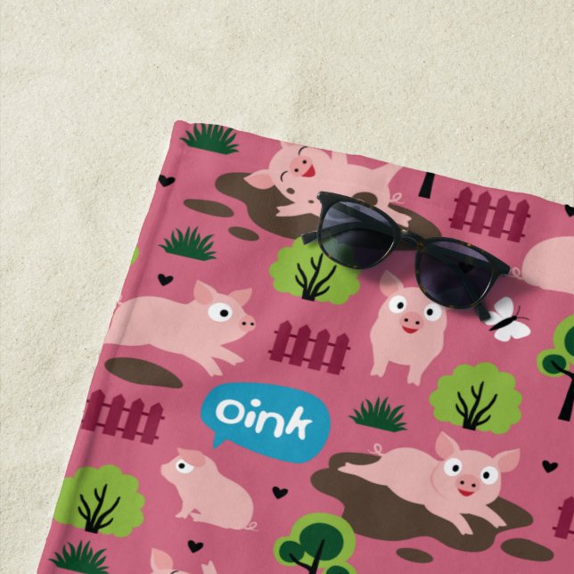 Glückliche Ferkel im Mud Beach Handtuch (Beispiel)