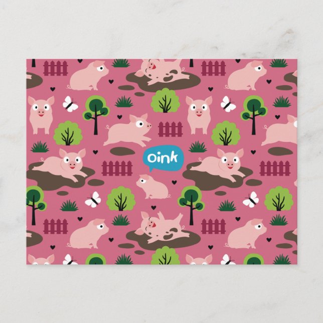 Glückliche Ferkel im Schlamm-Postkarte Postkarte (Vorderseite)