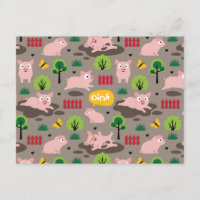 Glückliche Ferkel im Schlamm-Postkarte