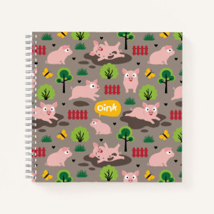 Glückliche Ferkel im SchlammNotebook Notizbuch