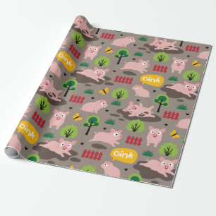 Glückliche Ferkel im Schlammverpackungspapier Geschenkpapier